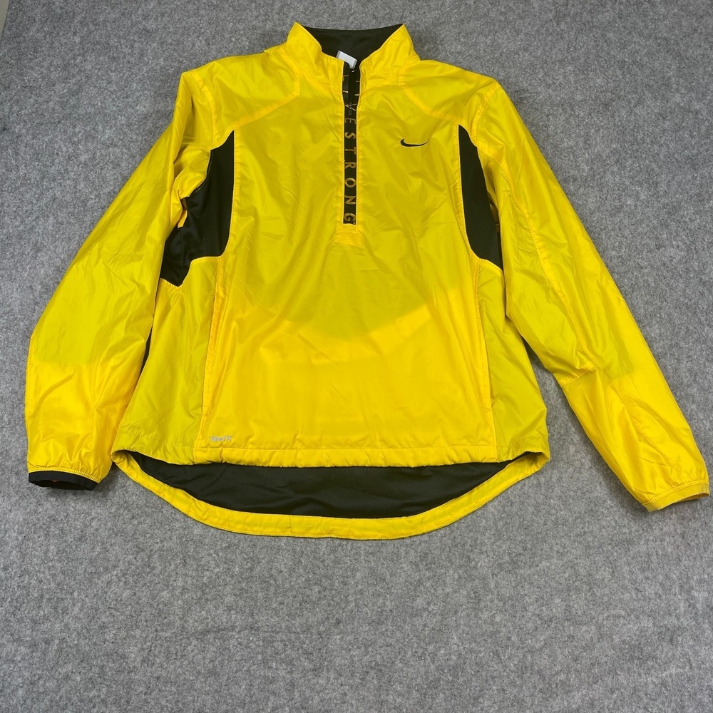 Nike Lance Armstrong Live Strong‎ Jacket Yellow 1/4 Zip Cycle Men's Large